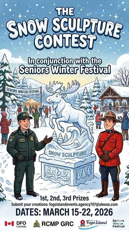 Do your sculpture as a family or group, take a picture and send it in to this email fogoislandevents.agency707@aleeas.com to be eligible for the prizes.